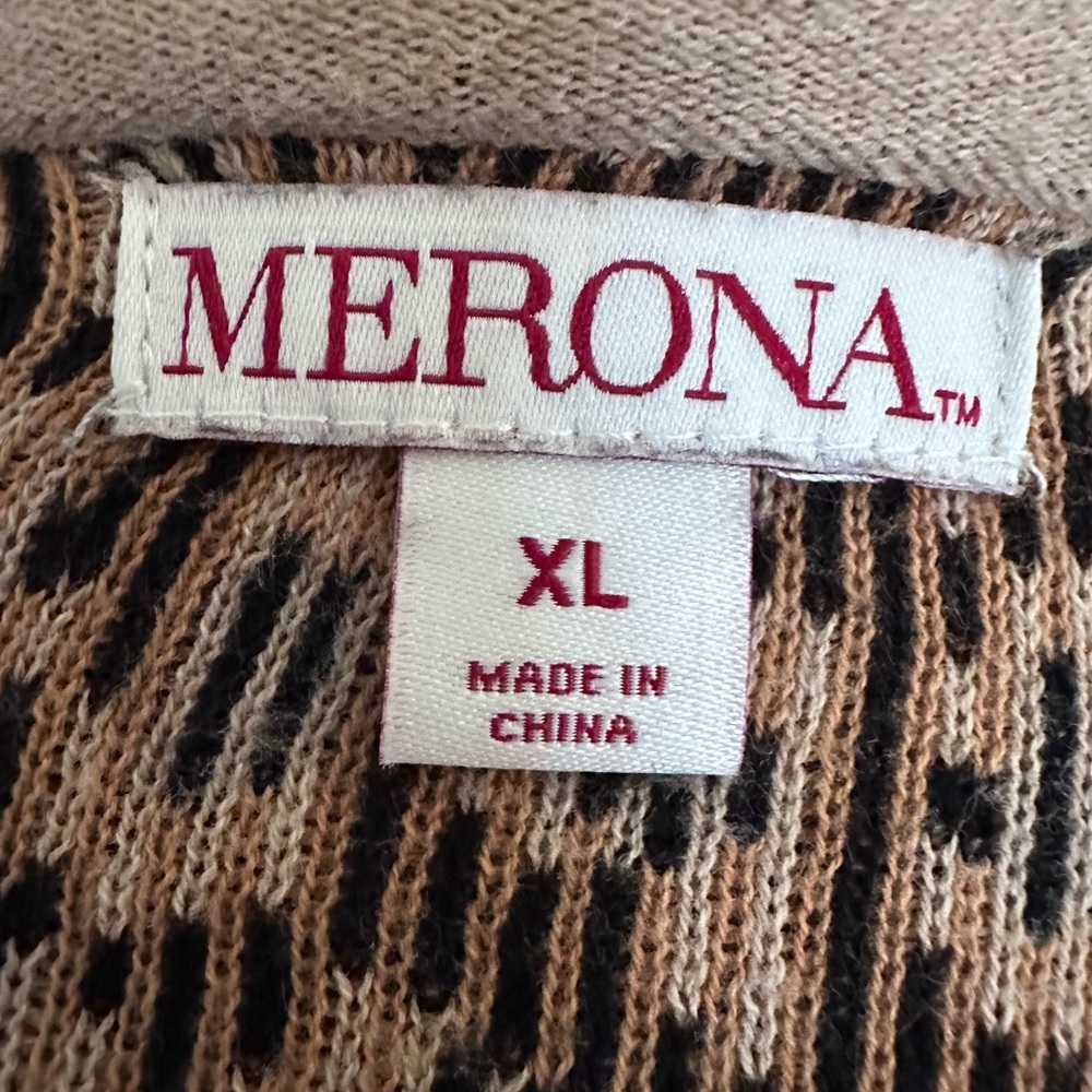 Merona 🎯 Target Cotton Button-Up Cardigan Sweater Leopard Animal Print XL EUC - Picture 6 of 11